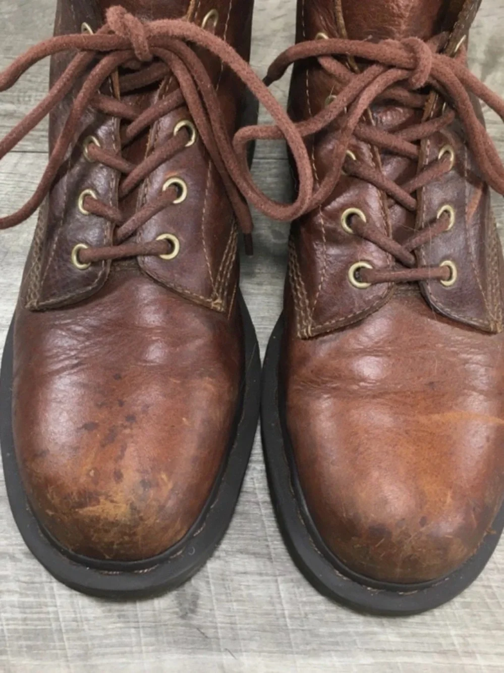 Doc Dr. Martens 101 Harvest Brown Leather Lace Up Mens Combat Work Boots Size 10